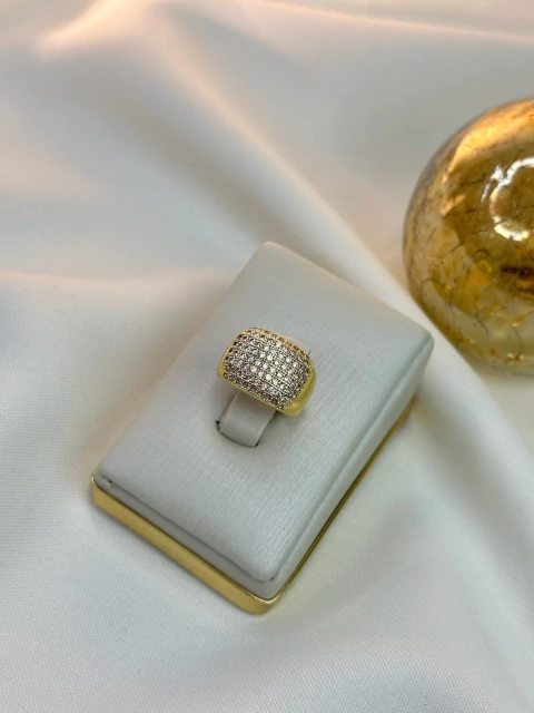 Anel quadrado cravejado ANAE02 - comprar online