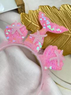 Tiara rosa rabo de sereia/conchas pk144 - comprar online