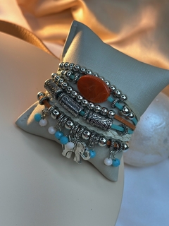 Kit de pulseira courino elefante e pedra PUJ01 na internet