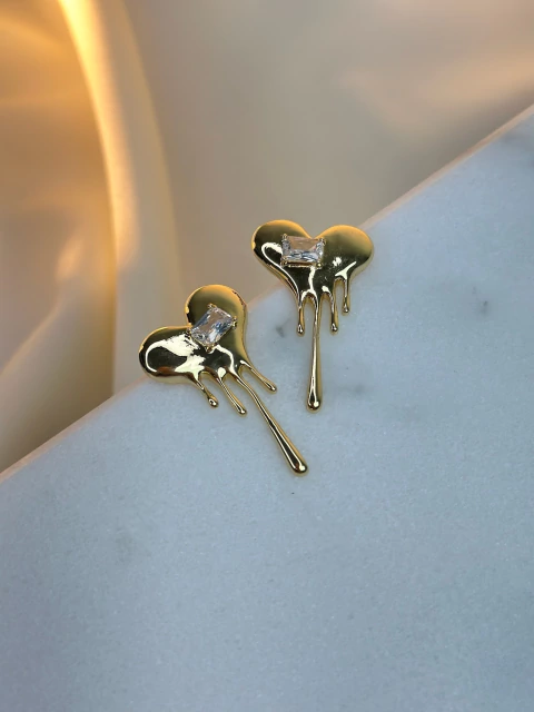 Brinco coração com cristal derretido BRIEZ01 - comprar online