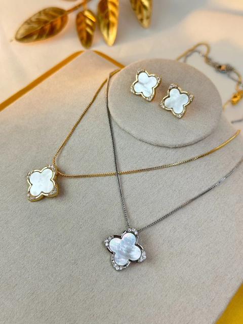 Kit colar/brinco LUXO vancleef madrepérola COSN06 - comprar online