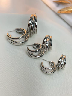 Trio de Brinco argola tripla BRIJT09 - Ruchelli Bijoux