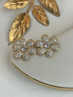 Brinco LUXO flor cravejada BRIGR10 na internet