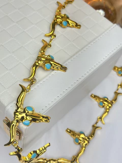 Cinto touro aplicação turquesa CINCC01 - comprar online