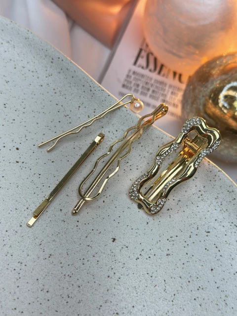 Kit 4 peças quadrado ondulado cravejado BCLR01 - comprar online