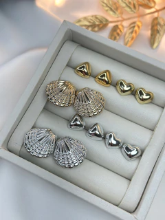 Trio de brinco concha/coração BRIMU09 - comprar online