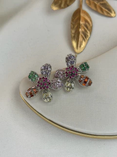 Brinco LUXO flor fina zircônia BRIGR10 - Ruchelli Bijoux