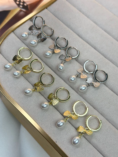 Trio de brinco laço/pérola BRIMN05 - comprar online