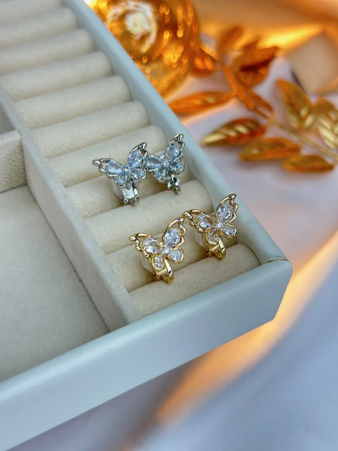 Brinco de pressão borboleta zircônia BRIJU01 - comprar online