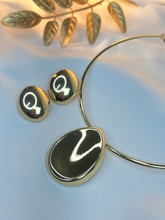 Kit colar/brinco gota lisa COMU09 - Ruchelli Bijoux