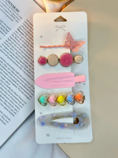 Cartelona 5 peças flocada e grampo de borboleta CAROT01 - Ruchelli Bijoux