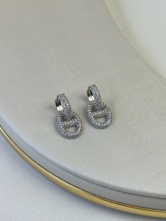 Brinco elos cravejado BRISN07 - Ruchelli Bijoux