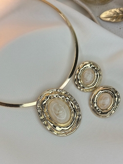 Kit brinco/colar aro esfera camadas COSN04 - Ruchelli Bijoux
