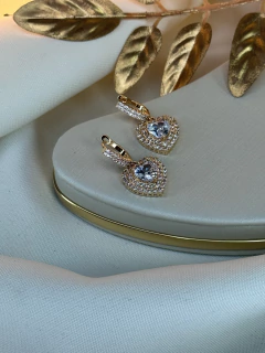 Brinco CLICK coração cravejado/cristal BRIGR10 - Ruchelli Bijoux