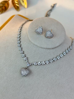 Kit colar/brinco LUXO coração /riviera COSN06 - Ruchelli Bijoux