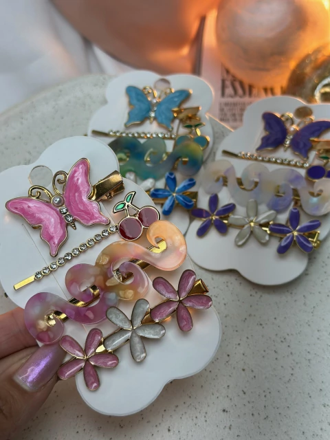 Kit 4 peças borboleta/flores resinadas BCJT01 - comprar online