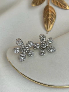 Brinco LUXO flor fina zircônia BRIGR10 - loja online