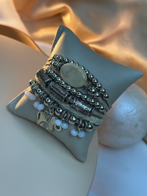 Kit de pulseira courino elefante e pedra PUJ01 - comprar online