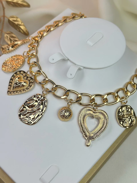 Colar corrente misto pasley/coração ... COSN07 - comprar online