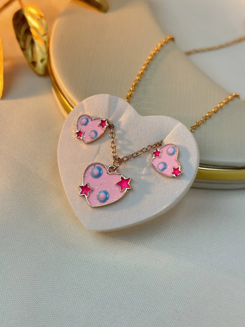 Kit brinco e colar infantil sortido CORAÇÃO INFGR10 - comprar online