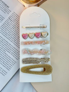 Cartelona 6 peças corações resinados e oval glitter CAROT01 - loja online