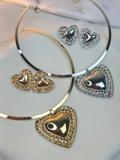 Kit brinco/chocker aro coração COJT09 na internet