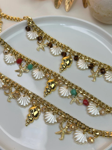 Colar corrente fundo do mar /concha cintilante COJ17 - comprar online