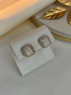 Brinco quadrado PRESSÃO BRIGR10 - Ruchelli Bijoux