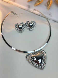 Kit brinco/chocker aro coração COJT09 - Ruchelli Bijoux