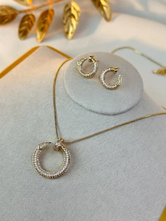 Kit colar/brinco LUXO cartier prego cravejado COSN06 na internet