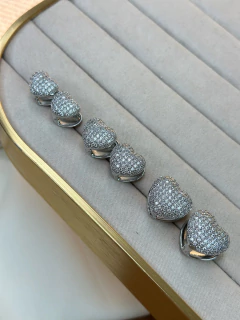 Trio de brinco click cravejado coração BRIJO01 na internet