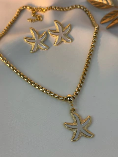Kit colar veneziana /brinco estrela do mar COJ17 - Ruchelli Bijoux