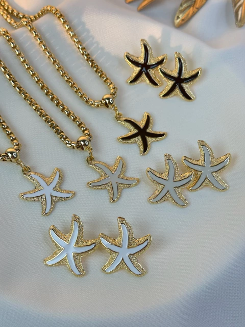 Kit colar veneziana /brinco estrela do mar COJ17 - comprar online
