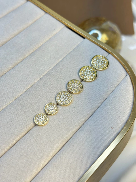 Trio de brinco botão cravejado BRIDN05 - comprar online