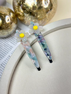 Kit 2 grampos oval fino flor GRAFD05