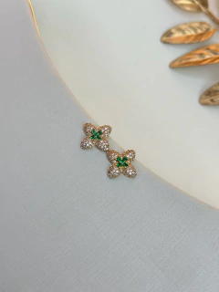 Brinco cravejado flor 4 pontas BRIAE02 na internet
