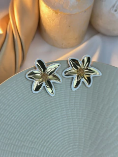 Brinco flor ponta resinada BRIWU02 - Ruchelli Bijoux