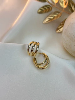 Brinco argola tripla p BRIJC11 - Ruchelli Bijoux