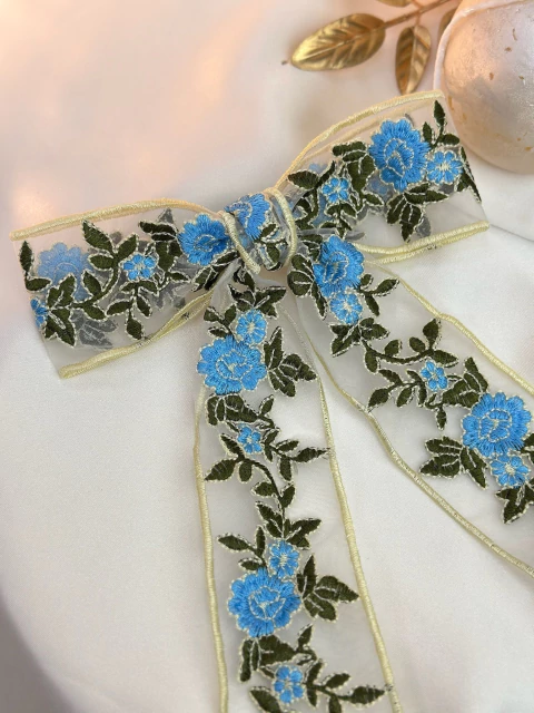 Laço presilha renda flor azul LAPK16 - comprar online