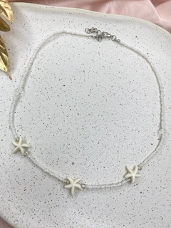 Chocker branco trio de estrela do mar miçanga am09 na internet