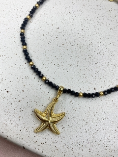Colar preto estrela do mar/cristal j99 - comprar online