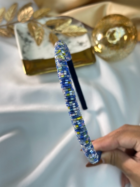 Tiara de vidrilho azul TIADC01 - comprar online