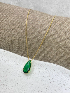 Colar FOLHEADO gota pedraria mu13 - Ruchelli Bijoux