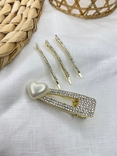 Kit 4 peças oval branco vazado coração cravejada lr17 - comprar online