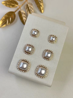 Trio de brinco quadrado pérola BRIJO05 na internet