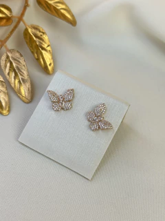 Brinco borboleta cravejada BRIMU15 - Ruchelli Bijoux