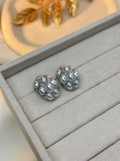 Brinco botão rustico pérola BRIPD07 - Ruchelli Bijoux