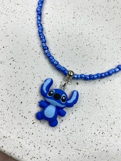 Colar miçangas am04 INFANTIL stich azul