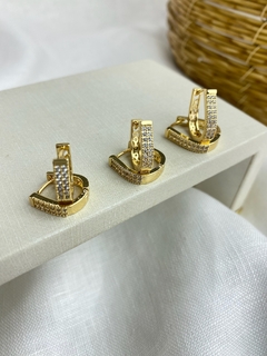 Trio de brinco argola quadrada M dourado ju13 - comprar online