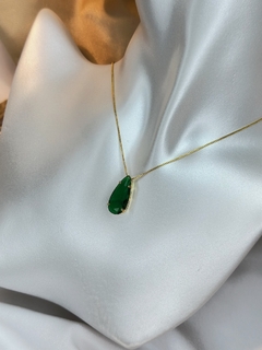 Colar gota zircônia COMU01 FOLHEADO - Ruchelli Bijoux